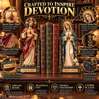 ✝️ Sacred Heart of Jesus & Virgin Mary Bookends | Faith & Love, Grace & Peace