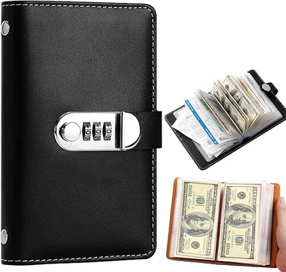 🎁🎅50% OFF!!!-Ready for Christmas!🎄PU Leather Binder Savings Notebook with 3-Digit Resettable Password Lock✉️💸Large Capacity Storage for Money & Important Items