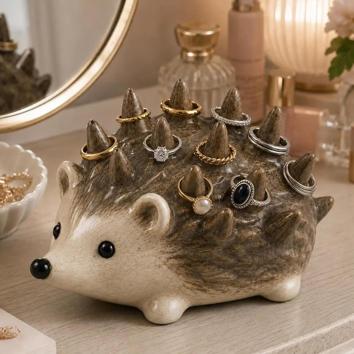 🦔 Cute Resin Hedgehog Ring & Trinket Holder – Adorable Jewelry Organizer & Charming Gift 💍🎁