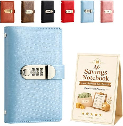 🎁🎅50% OFF!!!-Ready for Christmas!🎄PU Leather Binder Savings Notebook with 3-Digit Resettable Password Lock✉️💸Large Capacity Storage for Money & Important Items