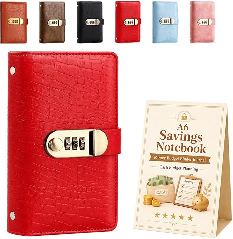 🎁🎅50% OFF!!!-Ready for Christmas!🎄PU Leather Binder Savings Notebook with 3-Digit Resettable Password Lock✉️💸Large Capacity Storage for Money & Important Items