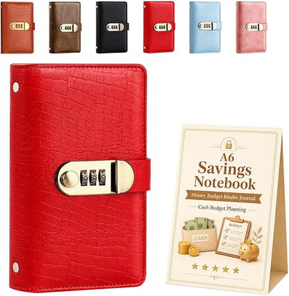 🎁🎅50% OFF!!!-Ready for Christmas!🎄PU Leather Binder Savings Notebook with 3-Digit Resettable Password Lock✉️💸Large Capacity Storage for Money & Important Items