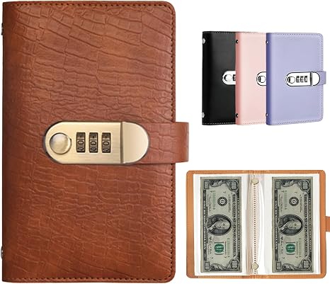 🎁🎅50% OFF!!!-Ready for Christmas!🎄PU Leather Binder Savings Notebook with 3-Digit Resettable Password Lock✉️💸Large Capacity Storage for Money & Important Items