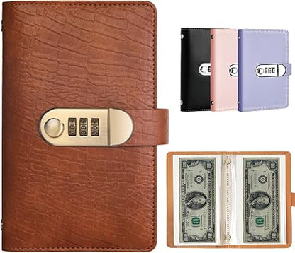 🎁🎅50% OFF!!!-Ready for Christmas!🎄PU Leather Binder Savings Notebook with 3-Digit Resettable Password Lock✉️💸Large Capacity Storage for Money & Important Items