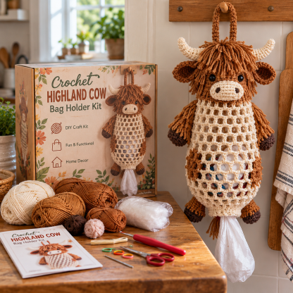🔥 Special Offer! 🧶 Crochet Animal Bag Holder DIY Kit – Cute & Functional Hanging Storage Craft Kit