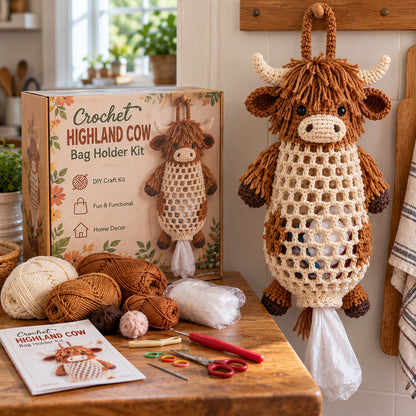 🔥 Special Offer! 🧶 Crochet Animal Bag Holder DIY Kit – Cute & Functional Hanging Storage Craft Kit