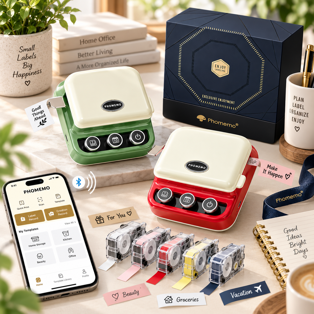 Phomemo P15 Vintage Ribbon & Label Printer – Bluetooth Thermal Transfer Personalization Printer