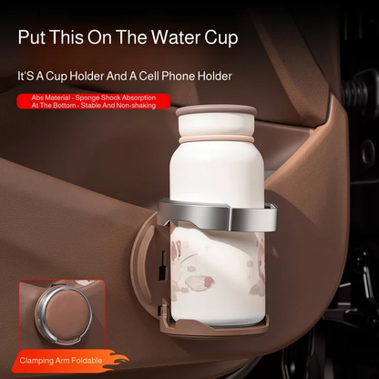 🚗📱 Foldable 2-in-1 Car Cup Holder & Phone Stand – Clip-On Vehicle Organizer ✨