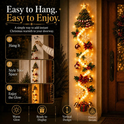 Lighted Christmas Door Hanger – 6 Festive Designs with Warm Glow & 3D Details