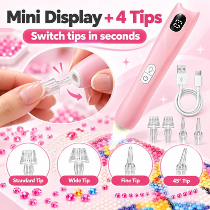 ✨ Electric Diamond Painting Pen with Light – Rechargeable & No Wax Needed!