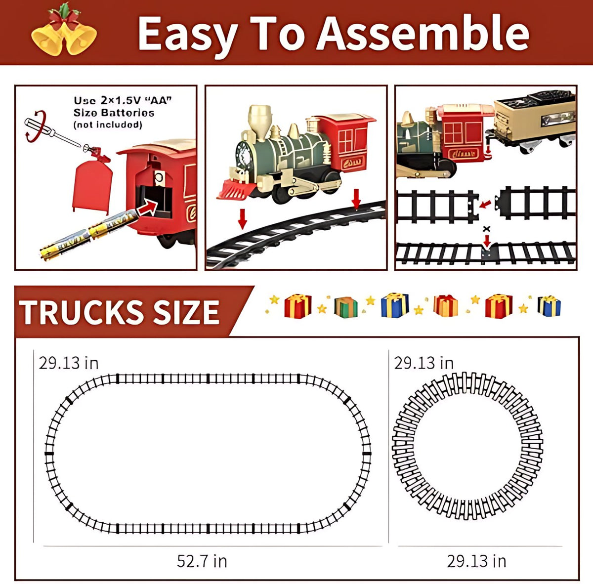 Complete 53' Toy Train Set - Perfect Holiday Gift for Ages 3-8 🎁