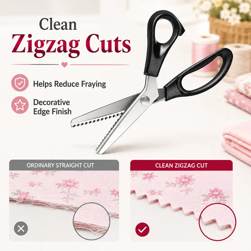 ✂️ Stainless Steel Pinking Scissors – Zigzag Serrated Blades for Sewing, Fabric & DIY Crafts 🧵