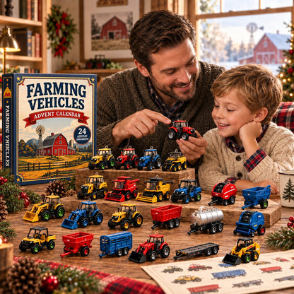 Farming Vehicles Advent Calendar & 24-Day Collector Edition Holiday Countdown Collectible for Farm Toy Fans, Desktop Display & Christmas Gift