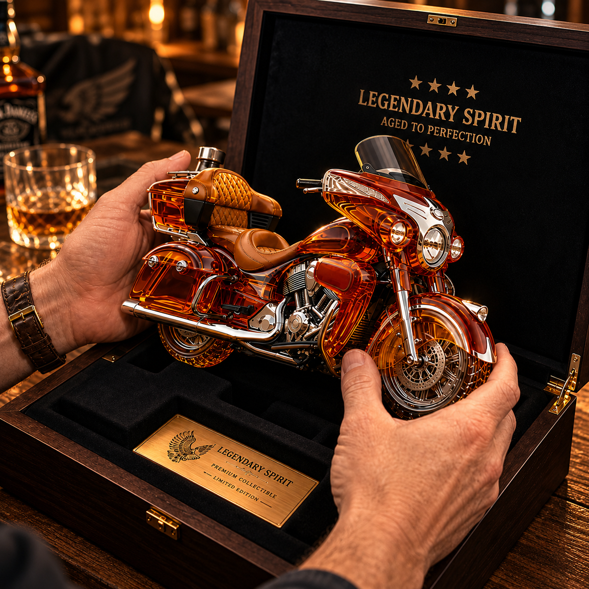 🏍️ The Open Road Never Leaves You – Motorcycle Whiskey Decanter 🥃