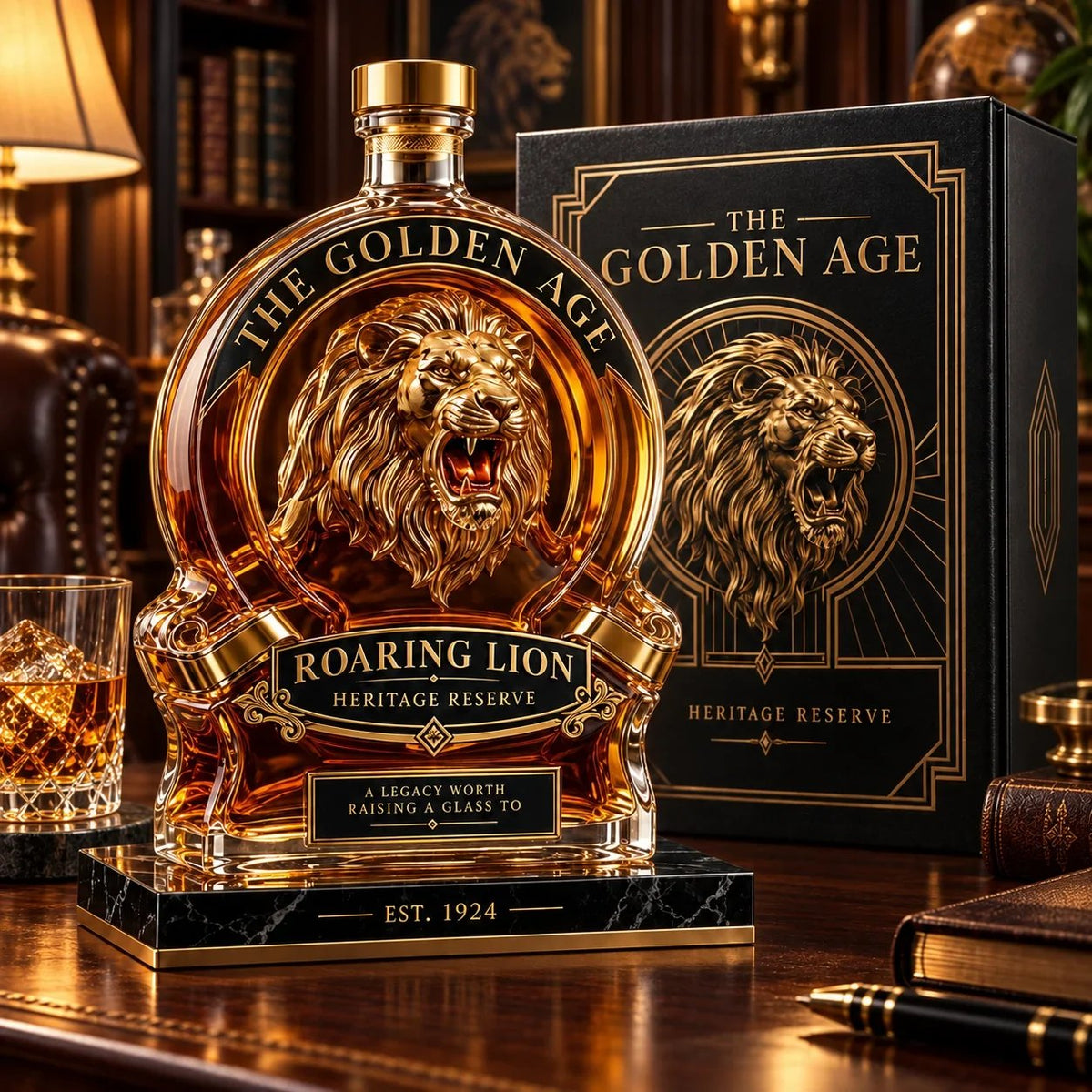 🦁 Channel Untamed Majesty: Roaring Lion Heritage Decanter