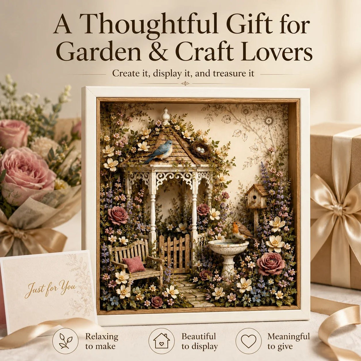 🌷DIY English Cottage Garden Shadow Box Kit  Flat acrylic version