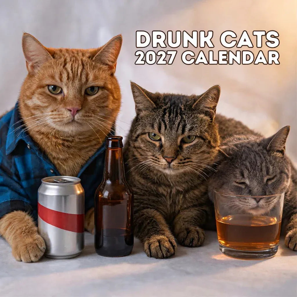 😹🍻 Drunk Cats 2027 Wall Calendar – 12 Months of Cat Chaos, Sass & Bad Decisions 📅🐱