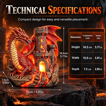 🏰 Mythical Accent Special 60% OFF 💥 Western Dragon and Castle Wall-Mounted LED Night Light Fantasy Lava Resin Ornament