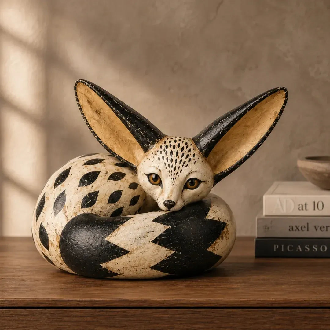 🦊Vintage-Style Fennec Fox Sculpture – Charming Home Decor & Gift for Animal Lovers✨