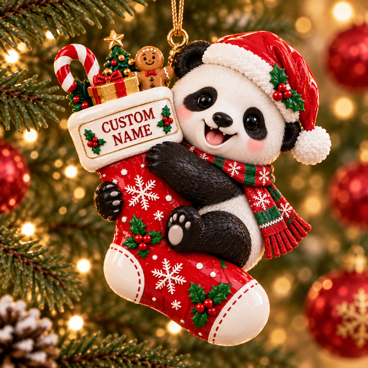🎄 Personalized Animal Christmas Ornament – Custom Name Keepsake