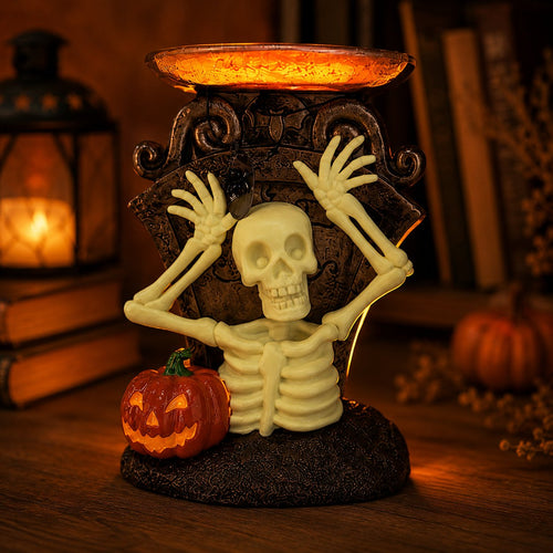 Haunted Skeleton & Pumpkin Decorative Bowl