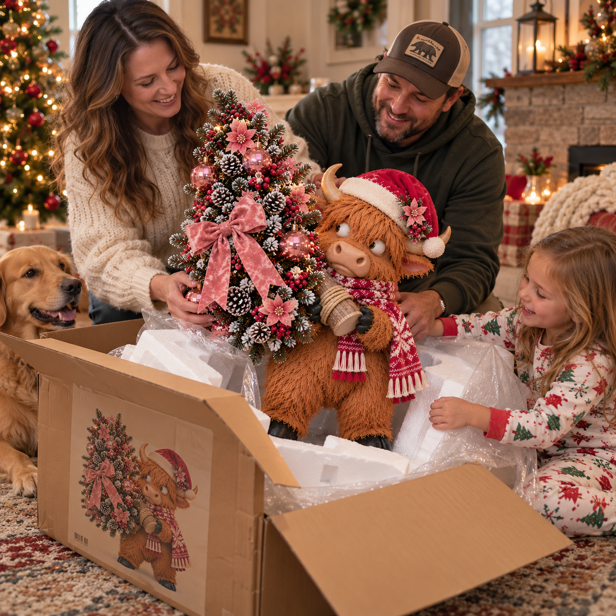 Unboxing the Pinkmas Highland Cow Christmas decoration