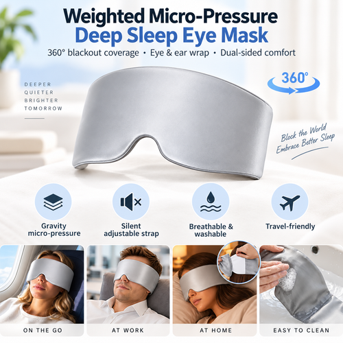 Mellow Sleep Weighted Eye Mask – No Straps, 360° Wrap, Total Blackout