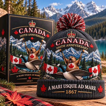 Canada 160th Anniversary Knit Beanie | Soft, Stretchy Acrylic Knit