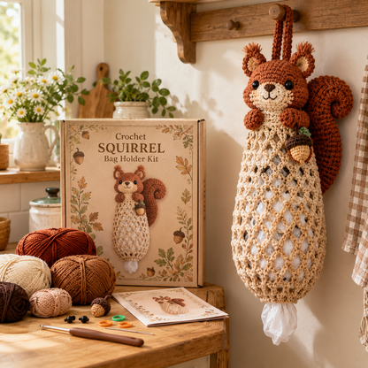 🔥LAST DAY 49% OFF – 🌼 Cottage Harvest Keepers™ — Crochet Animal Bag Holder DIY Kit | 12 Adorable Designs