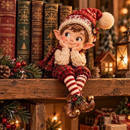 Adorable Christmas Elf Shelf Sitter Figurine