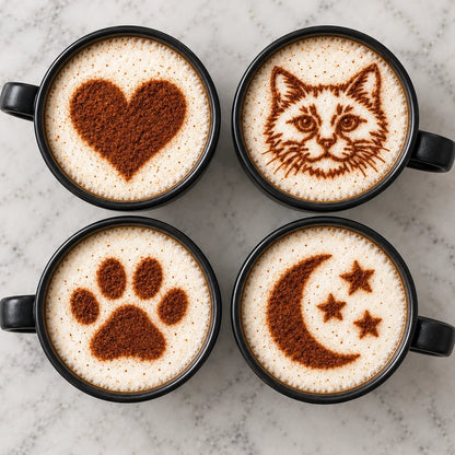 3D Printed Latte Art Camera + 4 Stencil Set