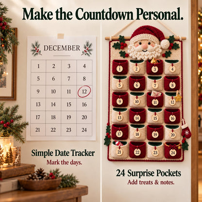 🎄 DIY Crochet Advent Calendar Kit – 24 Refillable Pockets & 4 Christmas Designs 🧶 | 45% OFF