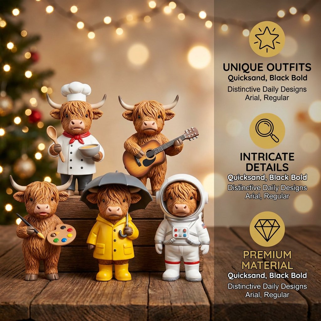 🐮 24-Day Highland Cow Advent Calendar – 24 Surprise Acrylic Ornaments