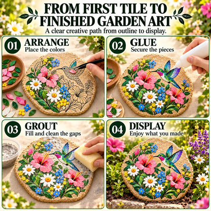 ⏳ Last Day 49% OFF – 🐦 Beginner-Friendly Hummingbird Wildflower Mosaic DIY Kit | Complete Kit with Mosaic Pieces, Tools & Guide Included 💕