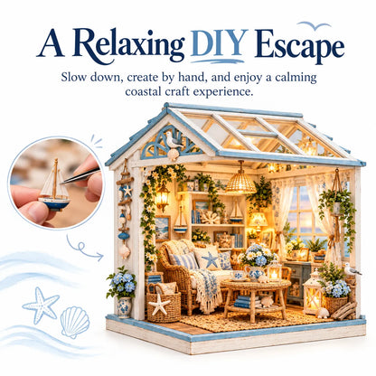 🌊 DIY Coastal Sunroom Miniature Kit | Warm LED Glow | Cozy Coastal Grandma Home Decor 🐚