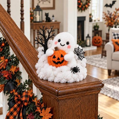 👻Whimsical Halloween Ghost Decor – Cute Staircase & Tabletop Display