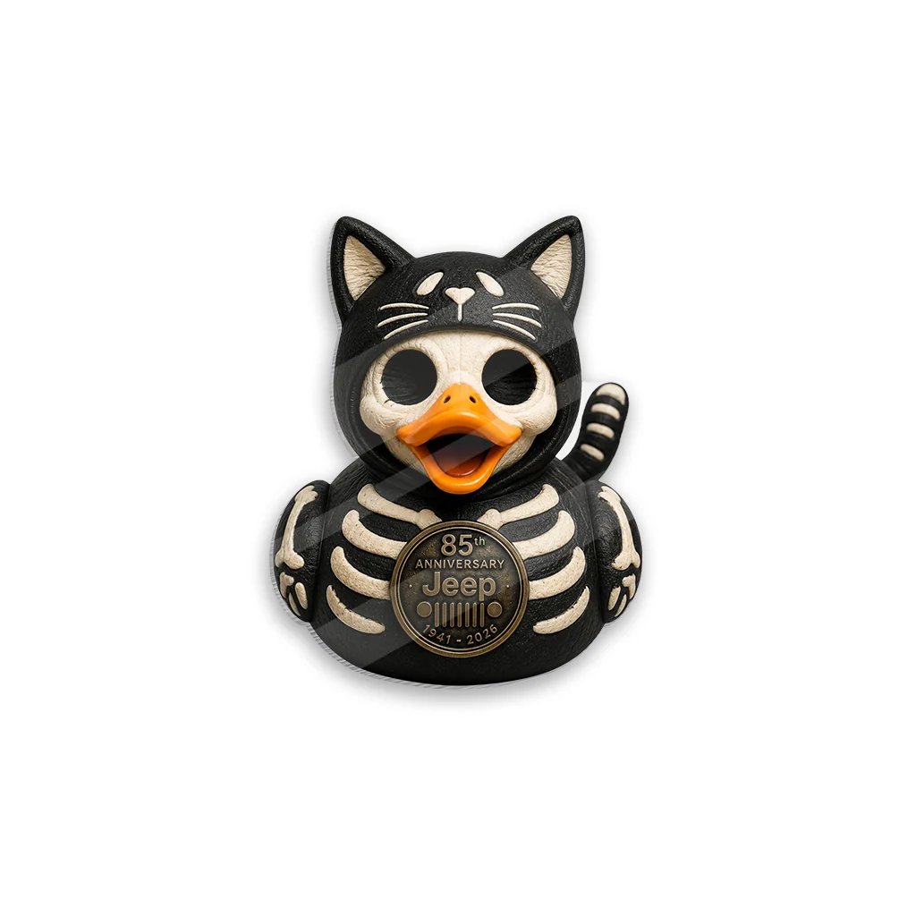 🎃 Jeep 85th Anniversary Grim Reaper Duck Magnet – Halloween Acrylic Car Décor