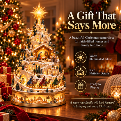 🎄 Lighted Nativity Christmas Village – A Meaningful Bethlehem Centerpiece