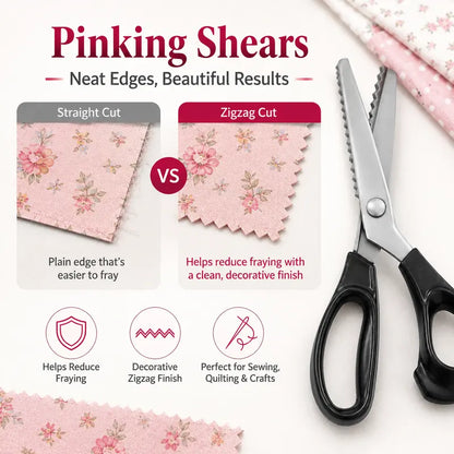 ✂️ Stainless Steel Pinking Scissors – Zigzag Serrated Blades for Sewing, Fabric & DIY Crafts 🧵