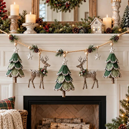 ✨ Enchanted Lighted Woodland Christmas Garland