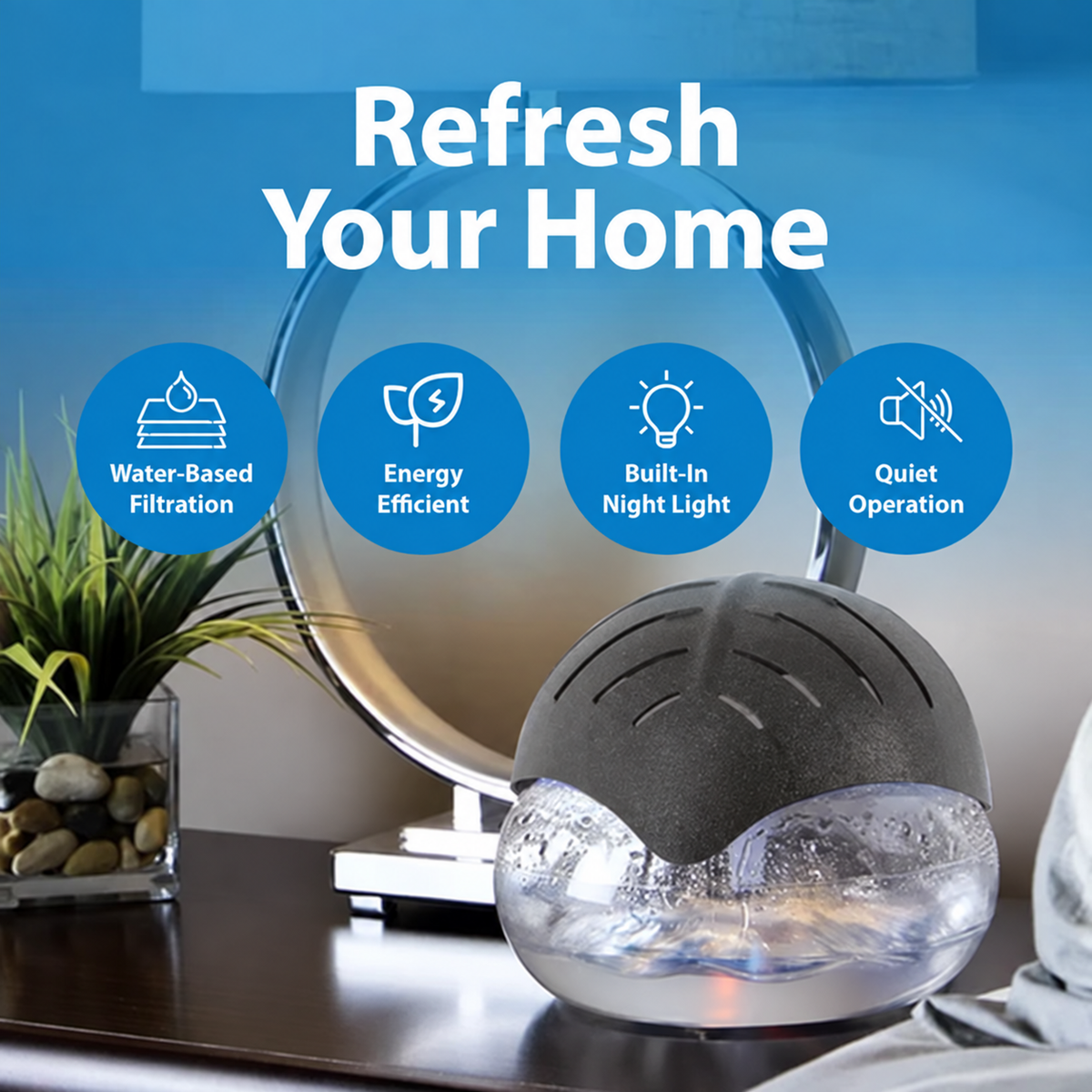 ✨ Water Air Purifier & Aroma Diffuser – 7-Color LED Home Air Freshener, ETL Certified