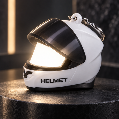 🏍️ Biker Helmet Light Keychain – Mini Motorcycle Rider Keyring ✨