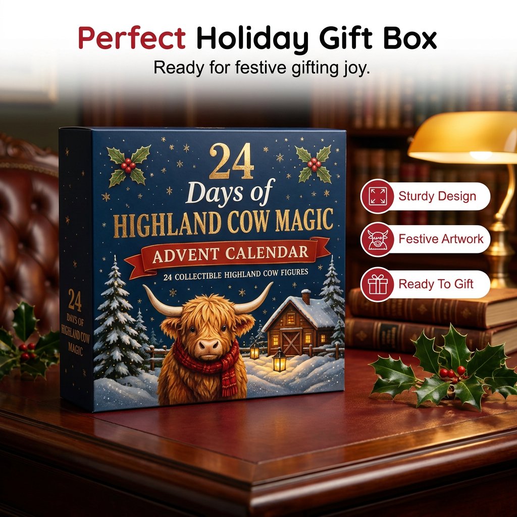 🐮 24-Day Highland Cow Advent Calendar – 24 Surprise Acrylic Ornaments