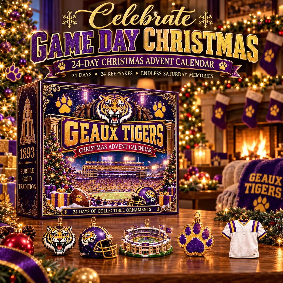🎄 GEAUX TIGERS! Football Christmas Advent Calendar