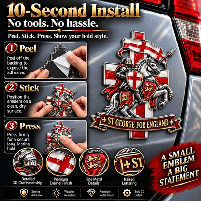 ⚔️🏇 St George for England 3D Metal Car Emblem – Carry the Legend, Show Your English Pride! 🛡️