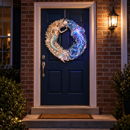 🌊 Ocean Enchantment – Lighted Mermaid & Jellyfish Wreath