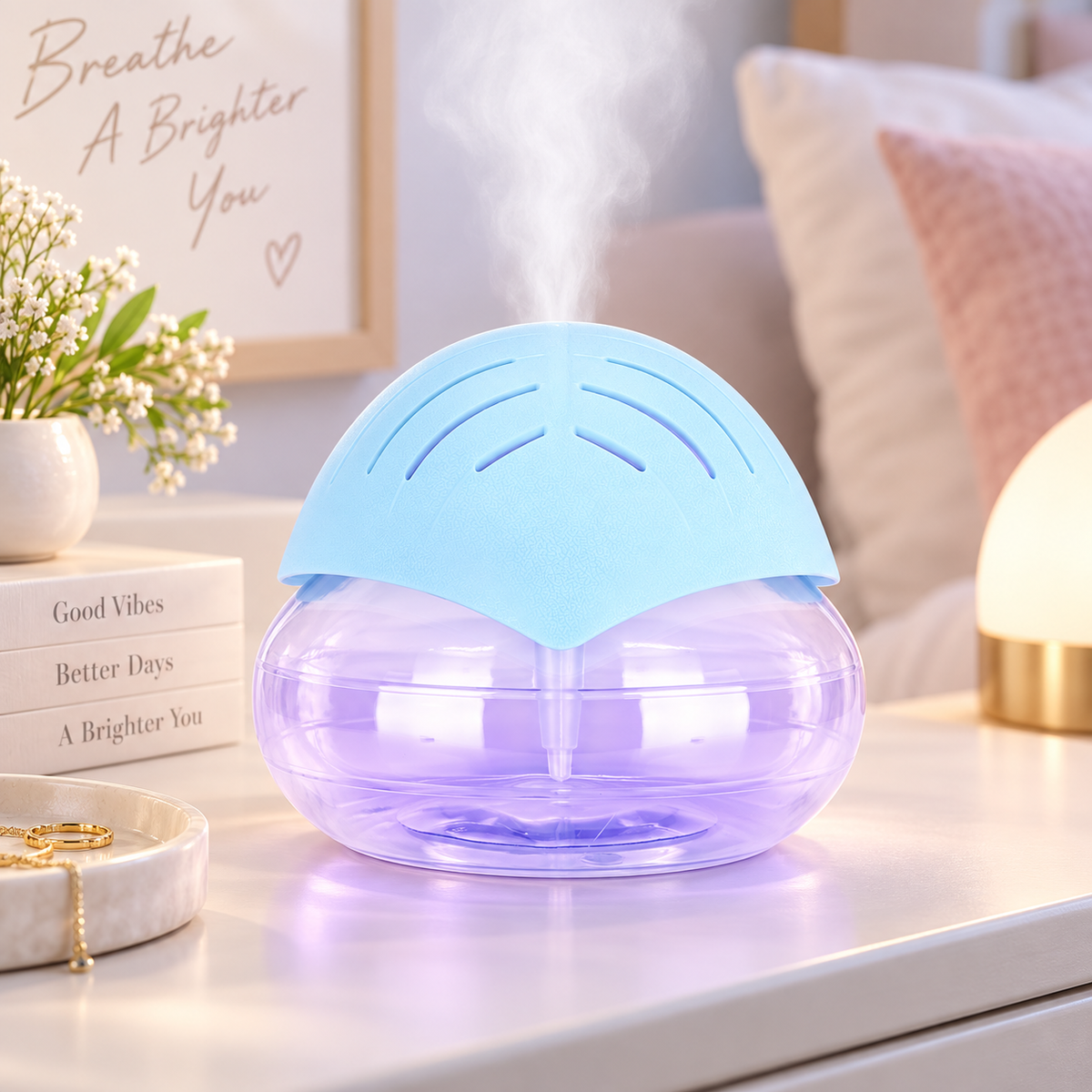 ✨ Water Air Purifier & Aroma Diffuser – 7-Color LED Home Air Freshener, ETL Certified