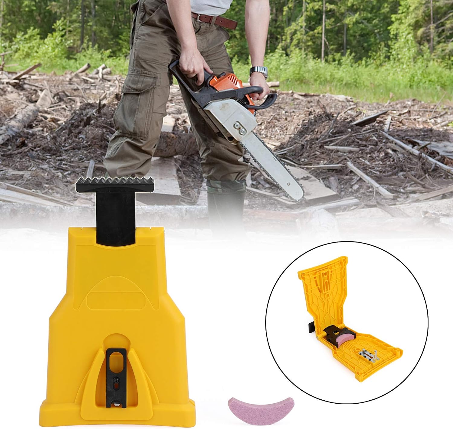 🪵Portable Chainsaw Sharpener with Extra Whetstone, Fast On-Saw Grinding Tool 🪓