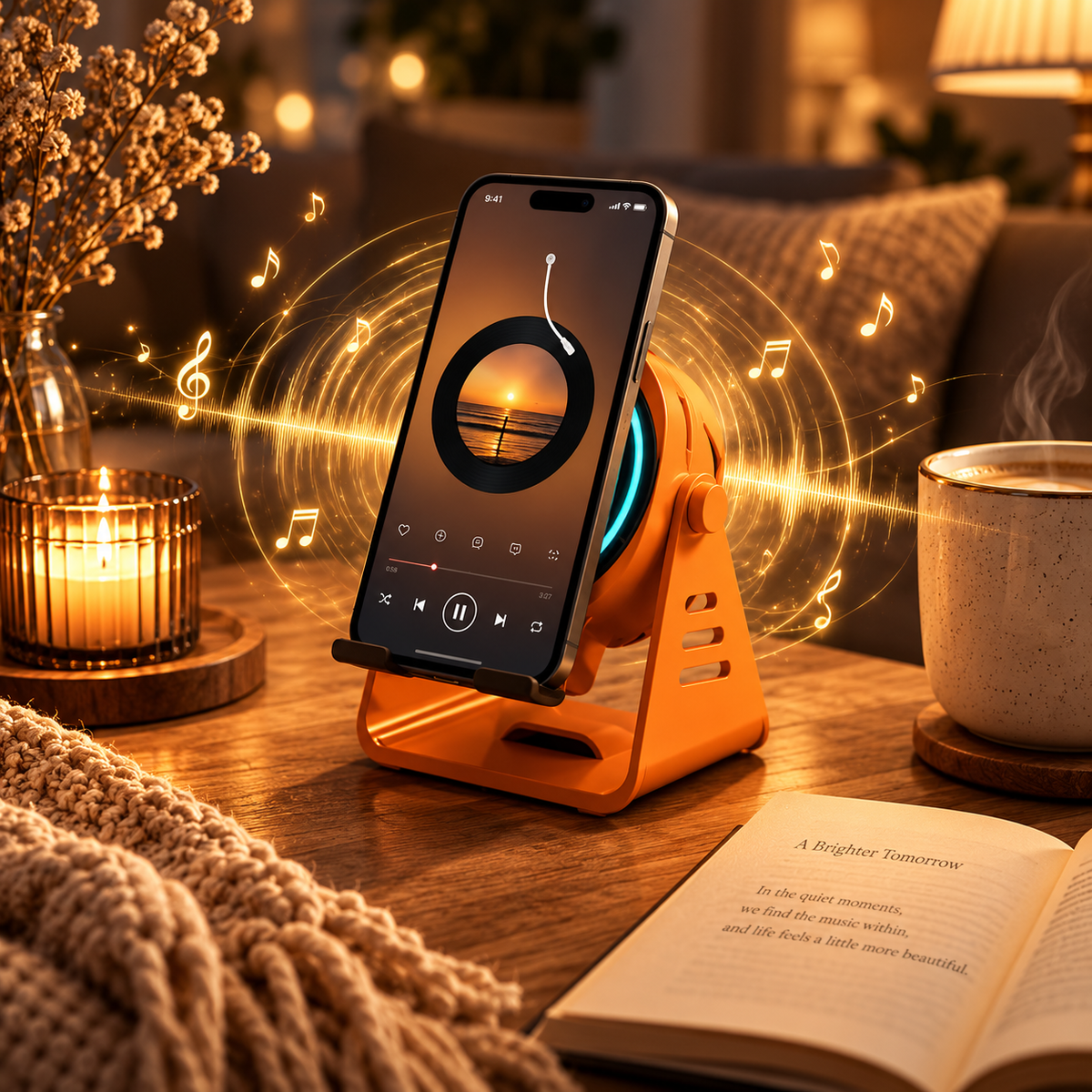 🔊 Magnetic Snap-On Induction Speaker Stand – Wireless Phone Audio Booster & Desktop Holder ✨