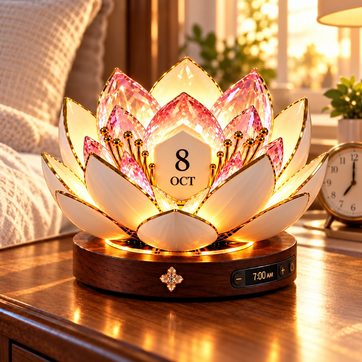 🎁 Automatic Blooming Perpetual Calendar – Crystal-Style Flower Night Light & Home Decor